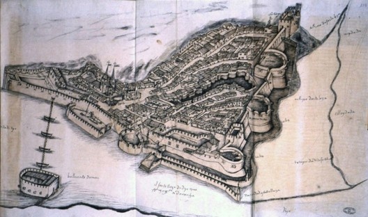 “Dio”, ilustração existente nas Lendas da India (meados do séc. XVI) de Gaspar Correia  [Arquivo Nacional da Torre do Tombo em Lisboa]