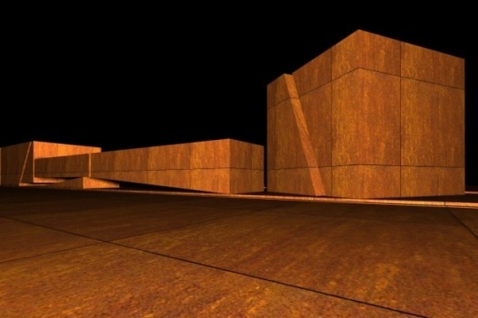 Esquemas volumétricos de estudo realizados na primeira etapa do projeto para o Centro de Arte Corpo 