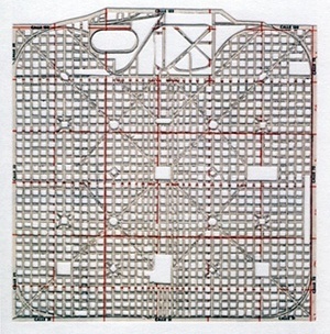 A cidade perfeita, papel, mapa de La Plata, Argentina, 20 x 20 cm. Jorge Macchi, 2003 [orge Macchi. Catálogo da 6ª Bienal do Mercosul]