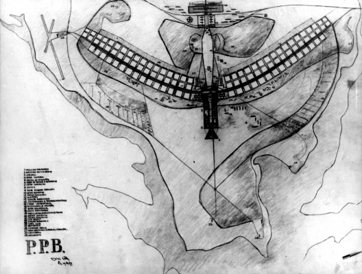 Desenho para o concurso do Plano Piloto, original de Lúcio Costa [Arquivo Público do Distrito Federal]