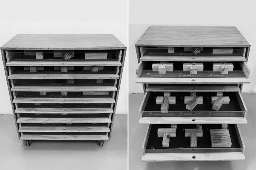 Materioteca finalizada<br />Foto Isabella Simões  [Acervo Fabricação, tectônica e projeto: catálogo de encaixes em madeira]