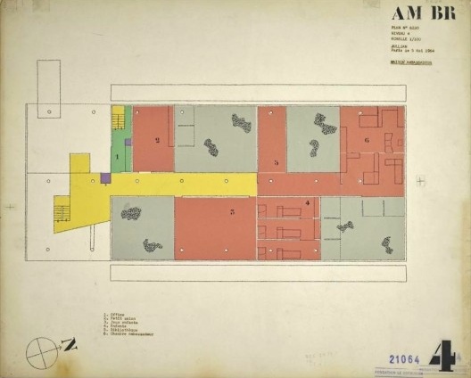 Embaixada da França, residência do embaixador, planta terceiro andar, Brasília, 1962-1964, arquiteto Le Corbusier<br />Imagem divulgação  [Fondation Le Corbusier]