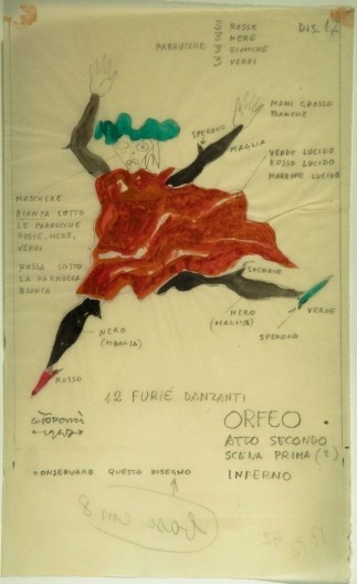 Desenho exposto na mostra Lina and Gió: The Last Humanists<br />Desenho Gio Ponti  [Arquivo Gio Ponti de Milão]