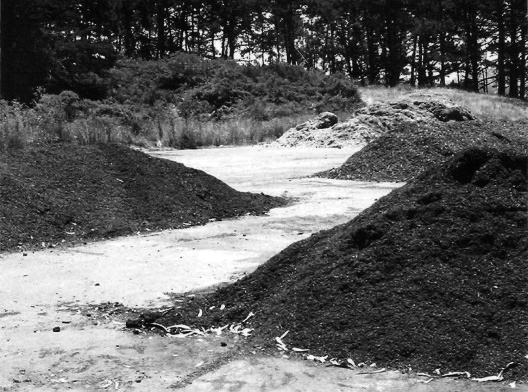 Pilhas de composto organizadas com a colaboração de artistas ambientais e a equipe de manutenção<br />Foto Michael Boland 