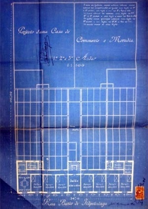 Figura 3 – Projeto para o terreno de propriedade do Arq. Julio de Abreu à Rua Barão de Itapetininga, parte da área posteriormente ocupada pelo Edifício e Galeria Califórnia [Arquivo Histórico Municipal Washington Luiz]